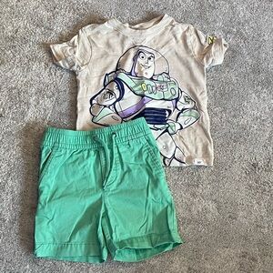 Buzz Lightyear Graphic Tee and Mint Green Shorts Set